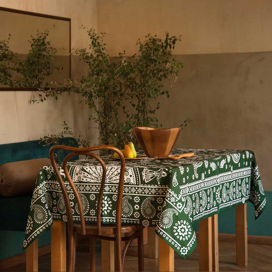 Kala (Green) - Georgian Traditional Blue Tablecloth