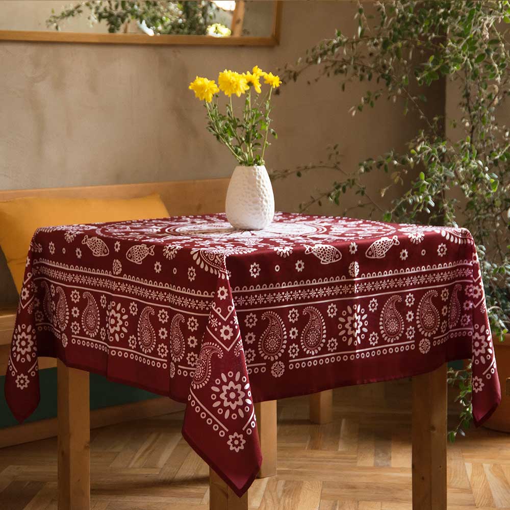 Kala (Red) - Georgian Traditional Blue Tablecloth